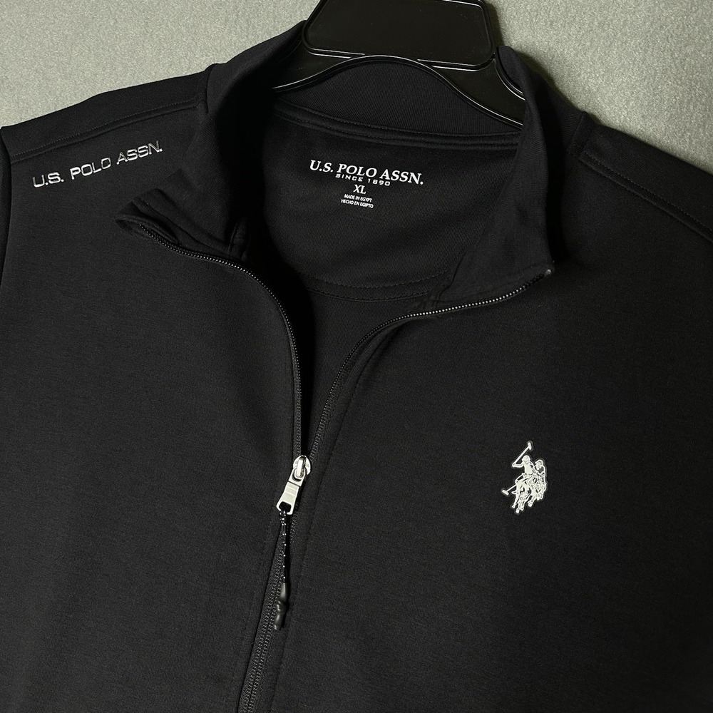 U.S. Polo Assn. Men Fleece Full Zip Hoodie with‎ Big Pony XL full zipper pockets